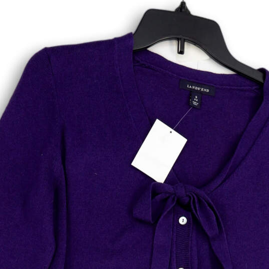 NWT Womens Purple Knitted Long Sleeve Tie Front Cardigan Sweater Size S 6-8 image number 3