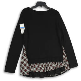 NWT Womens Black Round Neck Plaid Layered Pullover Blouse Top Size XL alternative image