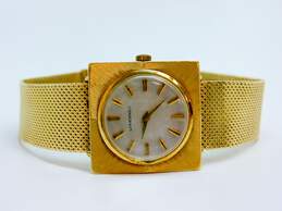 Vintage Longines 14K Gold 17 Jewels Brushed Texture Square Mesh Band Ladies Watch 49.9g