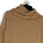 Womens Tan Knitted Stretch Long Sleeve Turtleneck Pullover Sweater Size 14 image number 3