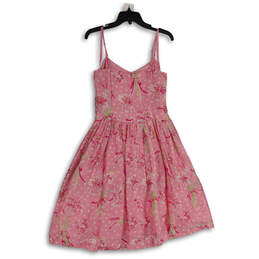 Womens Pink Floral Sleeveless V-Neck Back Zip Fit & Flare Dress Size 8 alternative image