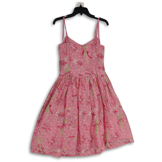 Womens Pink Floral Sleeveless V-Neck Back Zip Fit & Flare Dress Size 8 image number 2