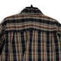 Mens Brown Black Plaid Spread Collar Long Sleeve Button-Up Shirt Size L image number 4