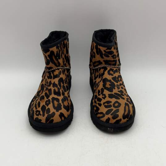 UGG Womens Brown Black Leopard Print Classic Mini Slip-On Winter Boots Size 8 image number 3