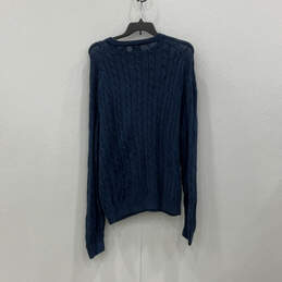 Mens Blue Cable Knit Long Sleeve Round Neck Pullover Sweater Size XL alternative image