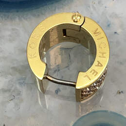 Designer Michael Kors Gold-Tone Crystal Clear Rhinestone Huggie Earrings alternative image