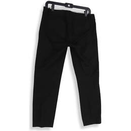 Womens Black Flat Front Pockets Straight Leg Side Zip Ankle Pants Size 6