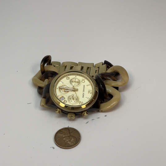 Designer Michael Kors Runway MK4270 Gold-Tone Chronograph Analog Wristwatch image number 3
