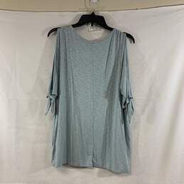 Women's Turquoise Heather Cold Shoulder Split Dolman Sleeve Top, Sz. M alternative image