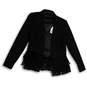 NWT Womens Black Fringe Front Pocket Long Sleeve Open Front Blazer Size 0 image number 1