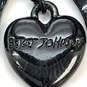 Designer Betsey Johnson Black Rhinestone Bow Knot Heart Charm Band Ring image number 4