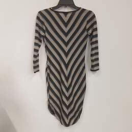 Womens Multicolor Striped 3/4 Sleeve V-Neck Pullover Bodycon Dress Size XS alternative image
