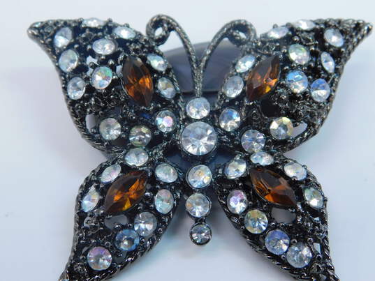 VNTG Enamel & Rhinestone Butterfly Brooches image number 4