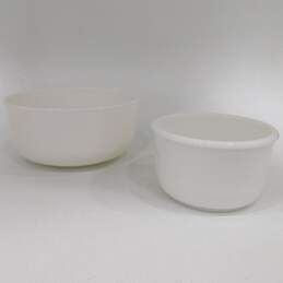 2 Vintage White Milk Glass Mixing Bowls