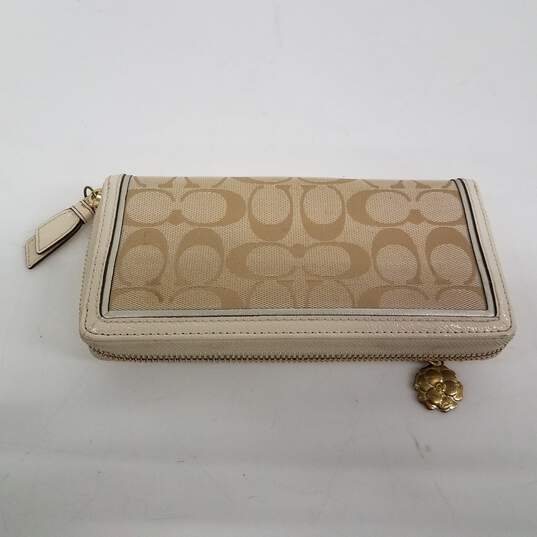 Coach Signature Ivory & Gold Wallet image number 1