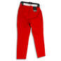 NWT Womens Red Slim Fit Curvy Flat Front Stretch Pockets Ankle Pants Size 6 image number 2