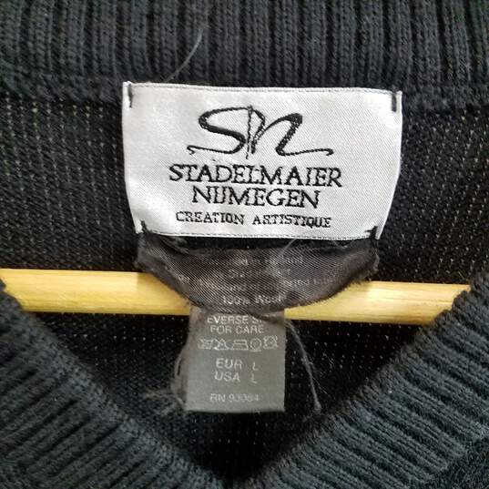 Stadelmaier Nijmegen Men's Black Wool Sweater Vest Size L image number 3
