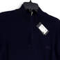 NWT Mens Blue Knit Mock Neck Quarter Zip Long Sleeve Pullover Sweater Sz XL image number 3