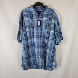 Chaps Men Plaid Blue Short Sleeve Shirt 4X NWT