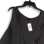 NWT Womens Gray V-Neck Sleeveless Ruffle Pullover Blouse Top Size 4 image number 3