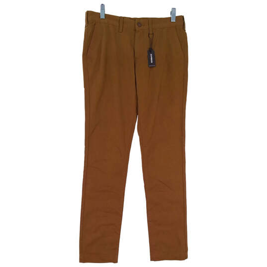 NWT Womens Brown Flat Front Straight Leg Casual Chino Pants Size 29 X 32 image number 1