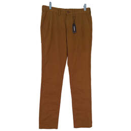 NWT Womens Brown Flat Front Straight Leg Casual Chino Pants Size 29 X 32