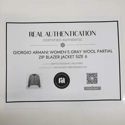 Authenticated Giorgio Armani Gray Wool Partial Zip Blazer Jacket Women's Size 44 alternative image