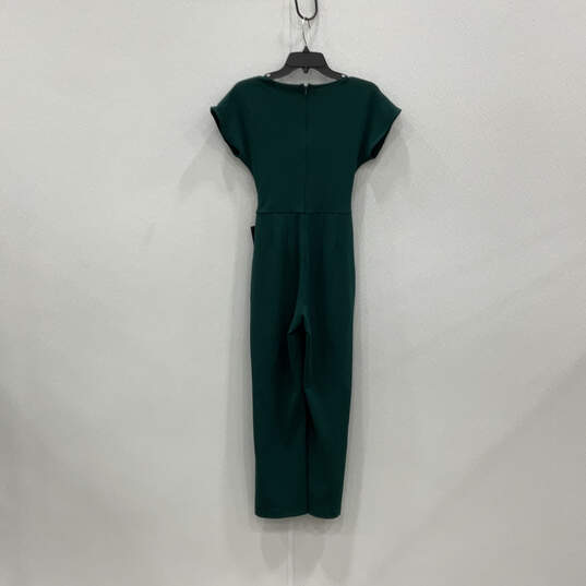NWT Womens Green Short Sleeve V-Neck Back Zip One-Piece Jumpsuit Size XS image number 2