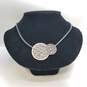 Geoart Sterling Silver Black Cord Geometric 2 Disc Pendant 17" Necklace 21.8g image number 1