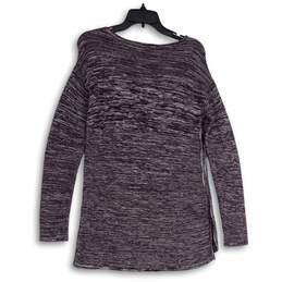 Womens Purple Knitted Space Dye Long Sleeve Side Slit Pullover Sweater Sz M alternative image