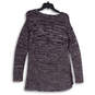 Womens Purple Knitted Space Dye Long Sleeve Side Slit Pullover Sweater Sz M image number 2