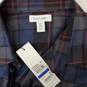 NWT Calvin Klein MN's Blue Plaid Stretch Cotton Long Sleeve Shirt Size XL image number 3