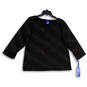 NWT Womens Black White Round Neck 3/4 Sleeve Pullover Blouse Top Size XL image number 1