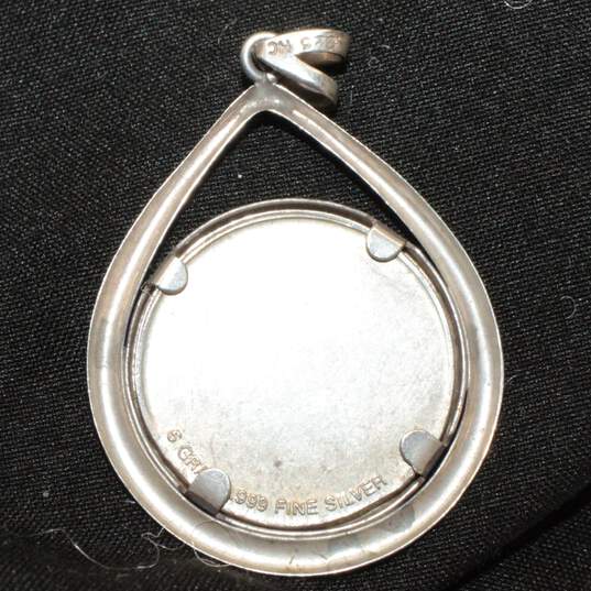 .999 Fine Silver W/ Sterling Silver Setting Rose Pendant - 6.92g image number 2