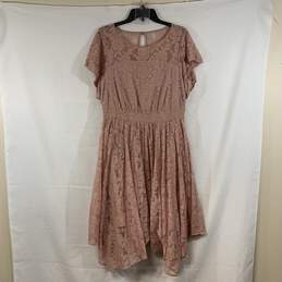 Women's Dusty Rose Torrid Short Sleeve Lace Fit-&-Flare Dress, Sz. 0