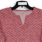 Womens Pink 3/4 Sleeve Split Neck Pullover Casual Tunic Top Size Large image number 3