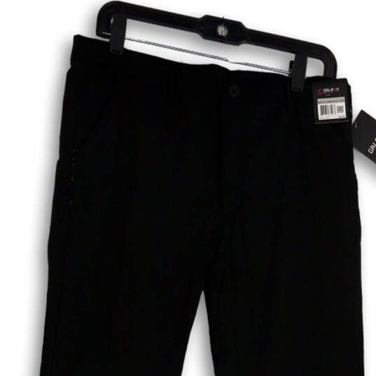 NWT Mens Black Flat Front Slash Pockets Straight Leg Dress Pants Size 32/32 image number 4