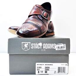 Stacy Adams Men's Duncan Cap-Toe Single Monk Strap Shoes Brown Size 8.5
