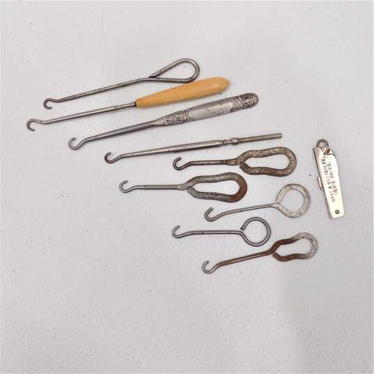 Buy the Mixed lot of 9 Antique Button Hook Boot Shoe Tools