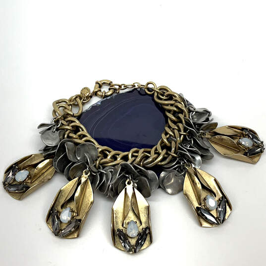 Designer J. Crew Gold-Tone Crystal Cut Water Drop Stone Curb Chain Bracelet image number 1