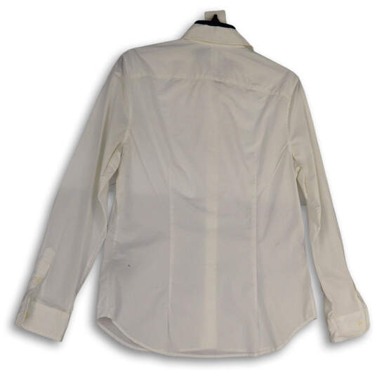 Womens White Long Sleeve Spread Collar Button-Up Shirt Size Medium image number 2