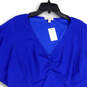 NWT Womens Blue V-Neck Short Sleeve Pullover Mini Dress Size 18 image number 3