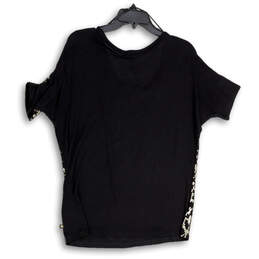 NWT Womens Gold Black Sequin Scoop Neck Short Sleeve Blouse Top Size L alternative image