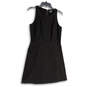 Womens Black Sleeveless Round Neck Back Zip Knee Length A-Line Dress Size S image number 1