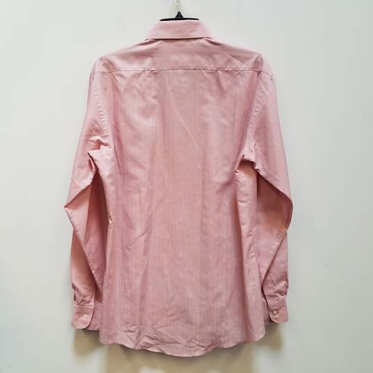 Mens Pink Spread Collar Long Sleeve Front Pocket Dress Shirt Size 15 1/2 image number 2