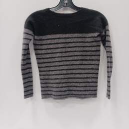 Black & Grey Striped Cashmere Sweater Size Small alternative image