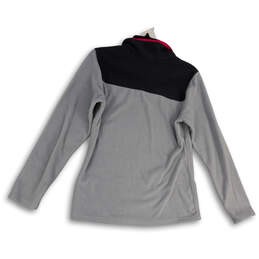 Womens Gray Long Sleeve Quarter Zip Fleece Pullover Jacket Size Medium alternative image