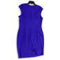 NWT Womens Purple Sleeveless Square Neck Back Zip Short Sheath Dress Size 4 image number 2