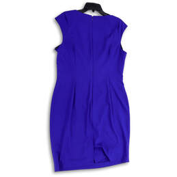 NWT Womens Purple Sleeveless Square Neck Back Zip Short Sheath Dress Size 4 alternative image
