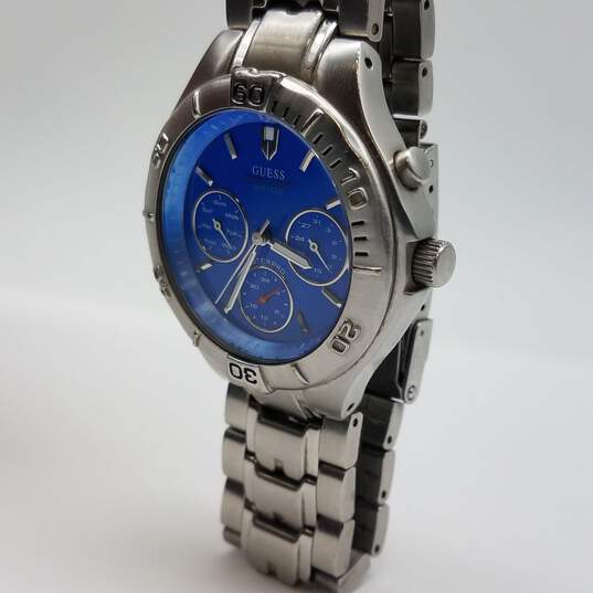 Guess Indiglo G95203G 38mm St. Steel 100m/300ft Waterpro Blue Multi Dial Watch 119g image number 5